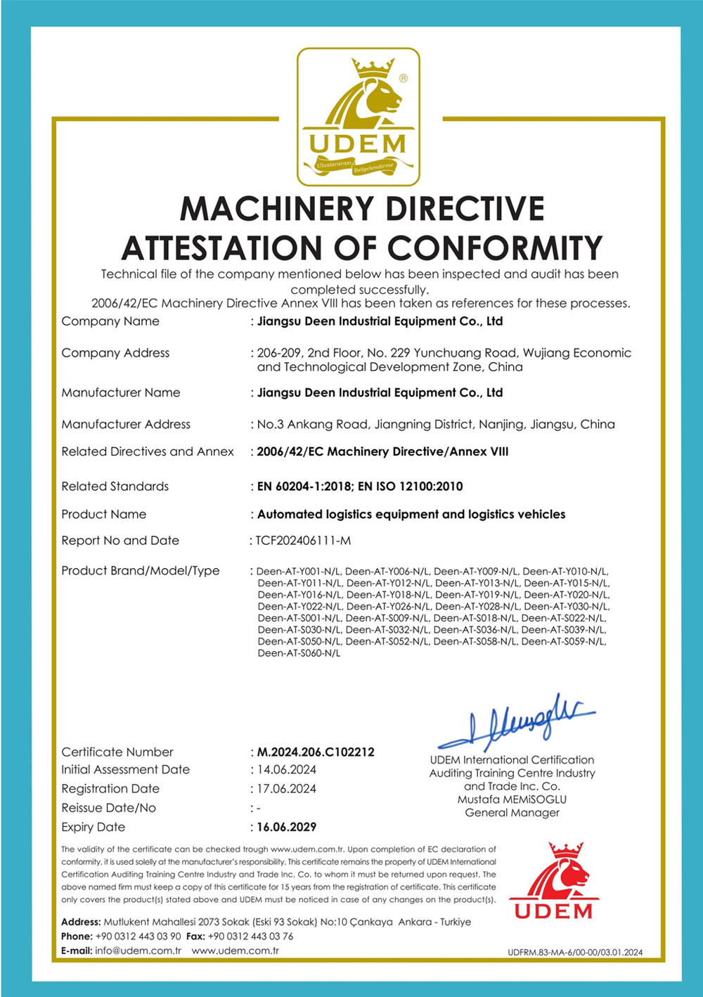 CE Certification Certificate